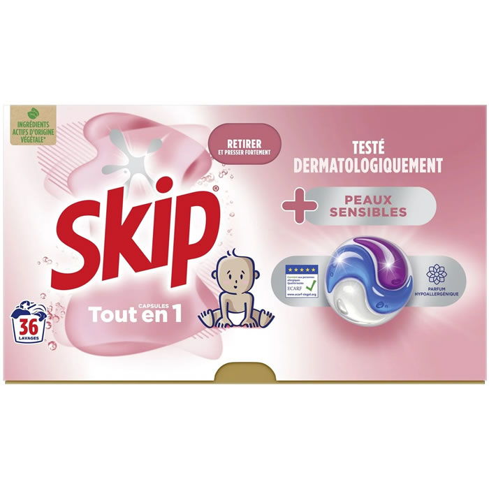 SKIP Lessive capsules tout en 1 peux sensibles