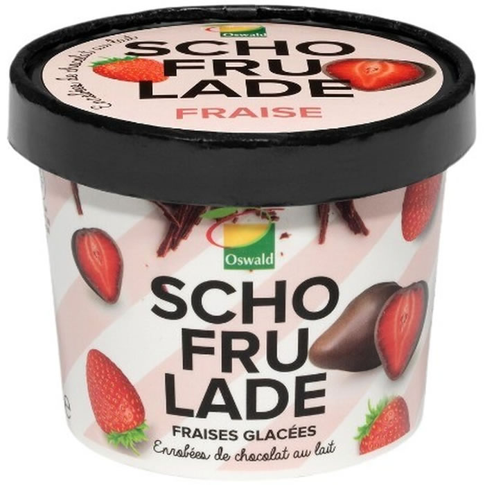 SCHOFRULADE Fraises glacées enrobées de chocolat au lait