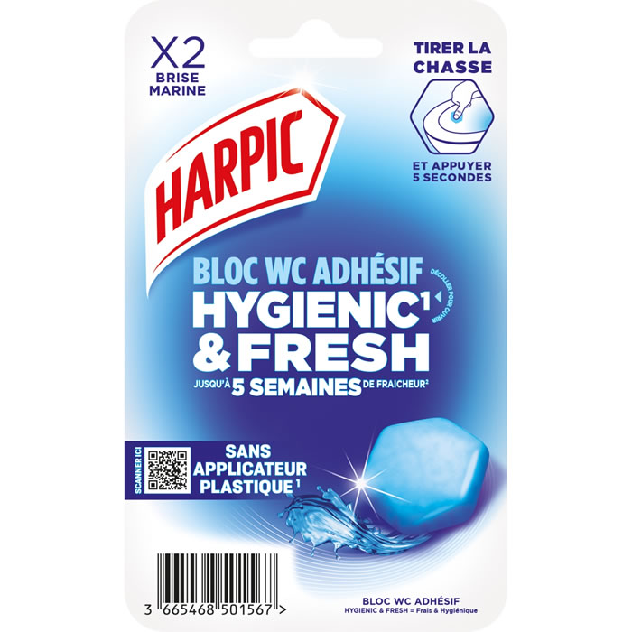 HARPIC Hygienic & Fresh Bloc WC adhésif fraîcheur marine