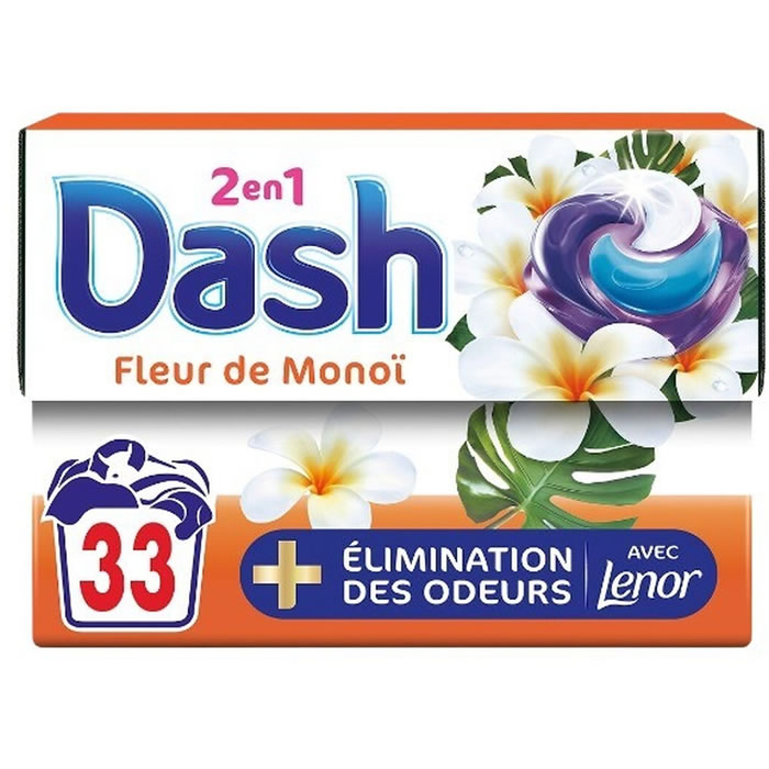 DASH Lessive capsules 2 en 1 fleur de monoï touche de Lenor