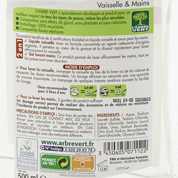 L'Arbre Vert - Liquide Vaisselle - Amande - 500 ml