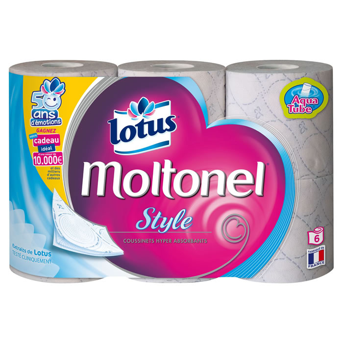 LOTUS : Moltonel Style - Papier toilette décoré aquatube - chronodrive
